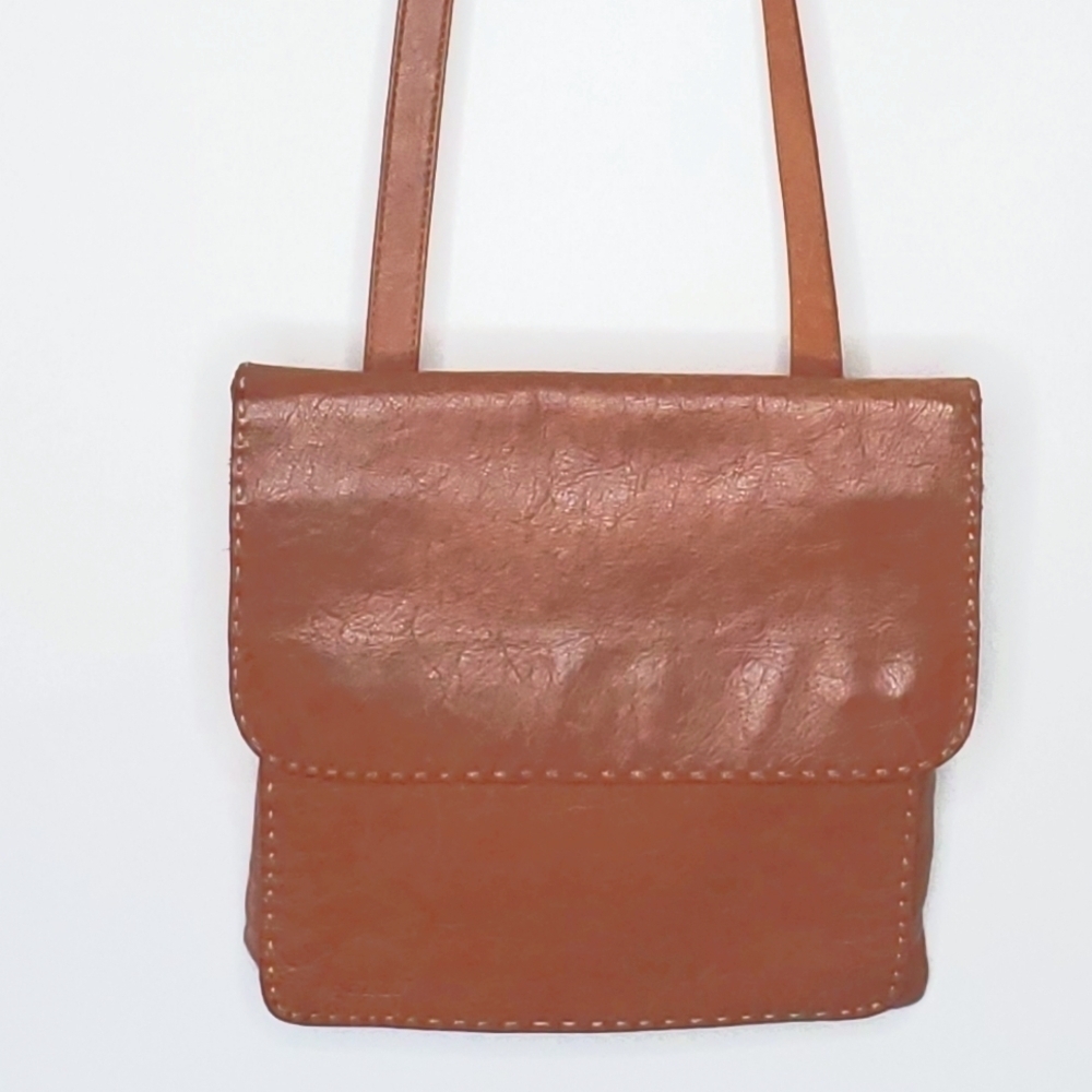 Arezzo Leather Crossbody‎ Bag Adjustable Strap Neutral Casual Purse Western